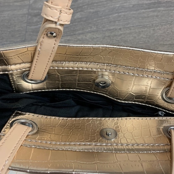 Jessica Gold Embossed Snakeskin print Tote Bag Vintage Y2k 2000s - Picture 10 of 16